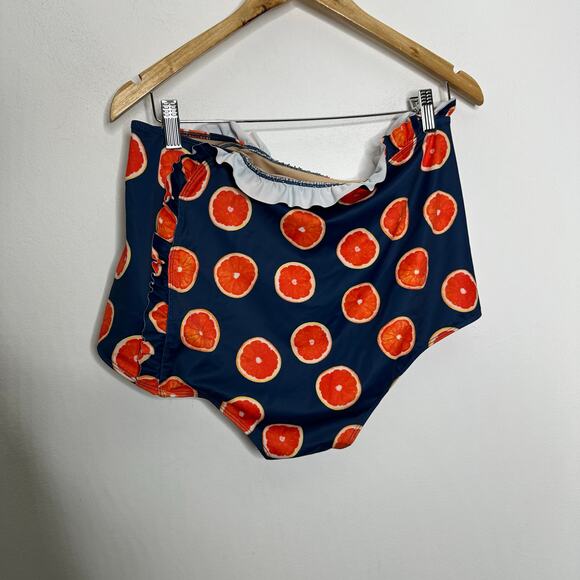 KORTNI JEANE Orange Print High Rise Ruffle Full coverage swim bottom women's 2XL - Picture 8 of 8